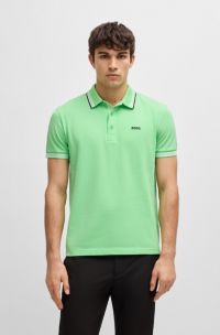 Polo Paddy de piqué de algodón con logo en el reverso del cuello, Verde