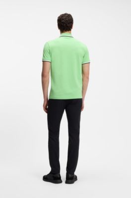 Polo in piqu&eacute; di cotone con dettagli logo, Verde