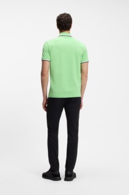 Boss Cotton piqué polo shirt with logo details pikéer herr – bild 3