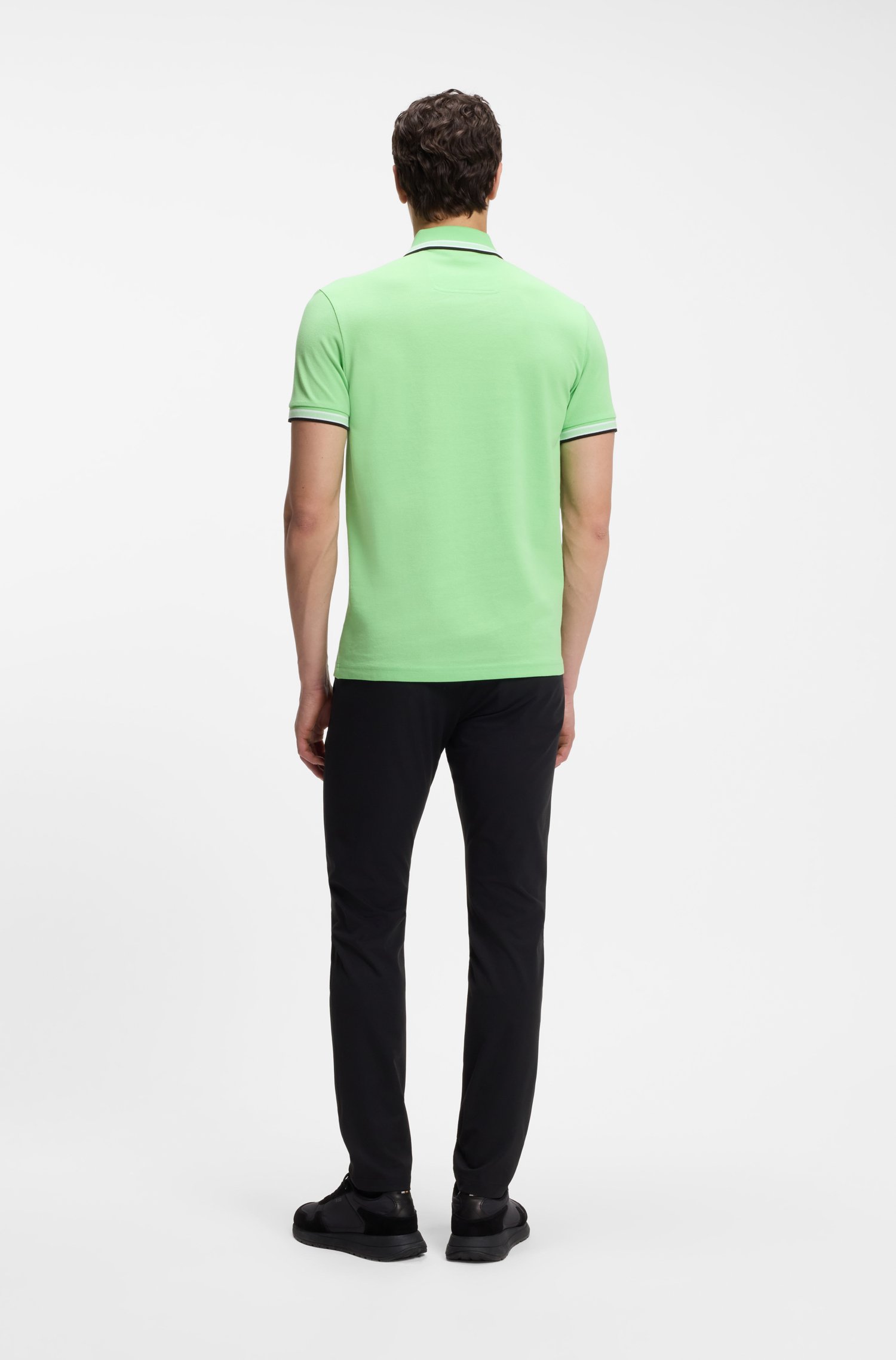 Boss Cotton piqué polo shirt with logo details pikéer herr – bild 3