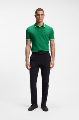 Cotton piqu&eacute; polo shirt with logo details, Green