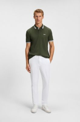 Cotton piqu&eacute; polo shirt with logo details, Dark Green