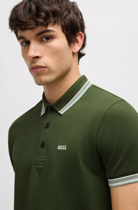 Paddy polo shirt in cotton piqué with logo undercollar