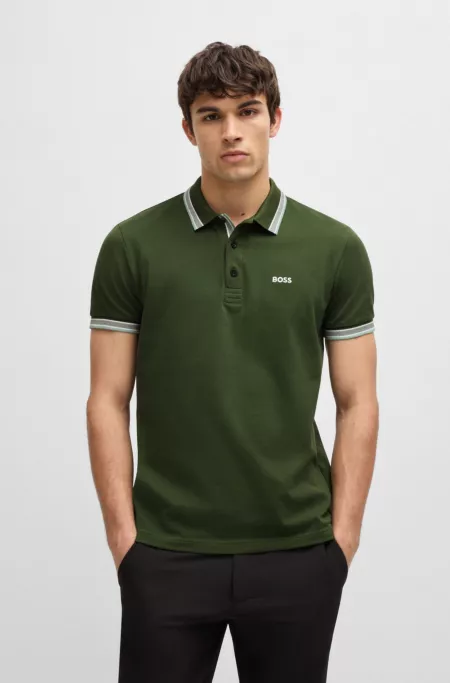 Paddy polo shirt in cotton piqué with logo undercollar