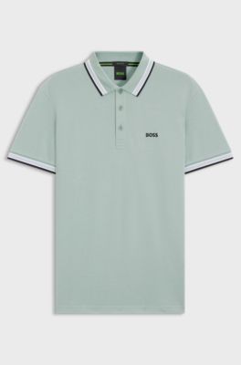 Cotton piqu&eacute; polo shirt with logo details, Light Green