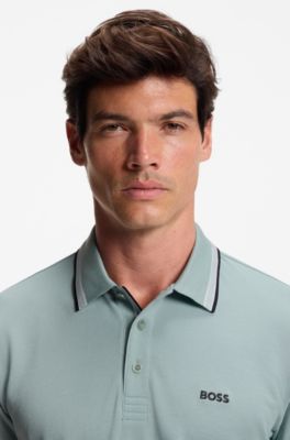 Cotton piqu&eacute; polo shirt with logo details, Light Green