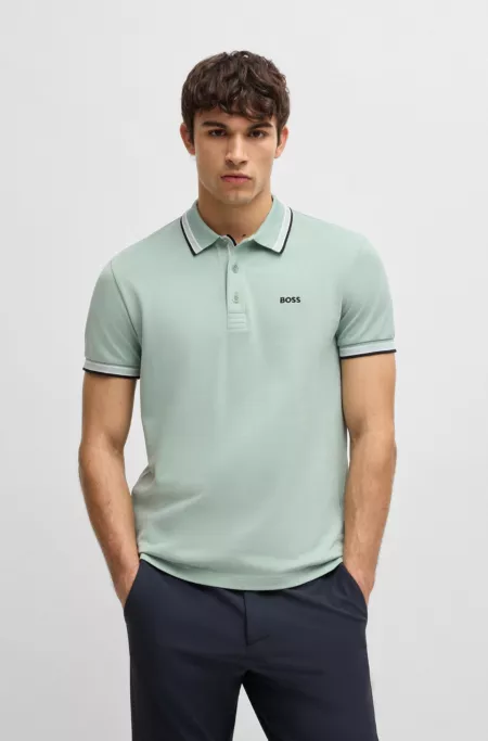 Paddy polo shirt in cotton piqué with logo undercollar