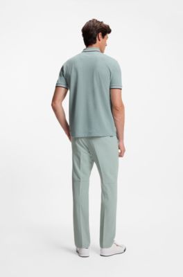 Cotton piqu&eacute; polo shirt with logo details, Light Green