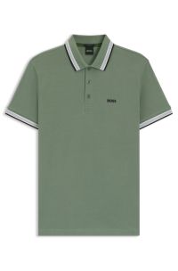 Paddy polo shirt in cotton piqué with logo undercollar, Green
