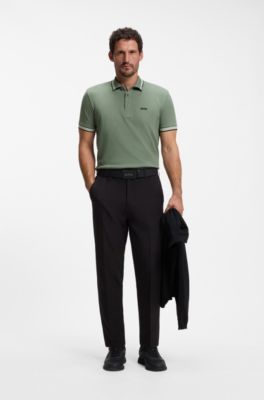 Cotton piqu&eacute; polo shirt with logo details, Green