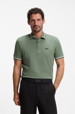 Cotton piqu&eacute; polo shirt with logo details, Green
