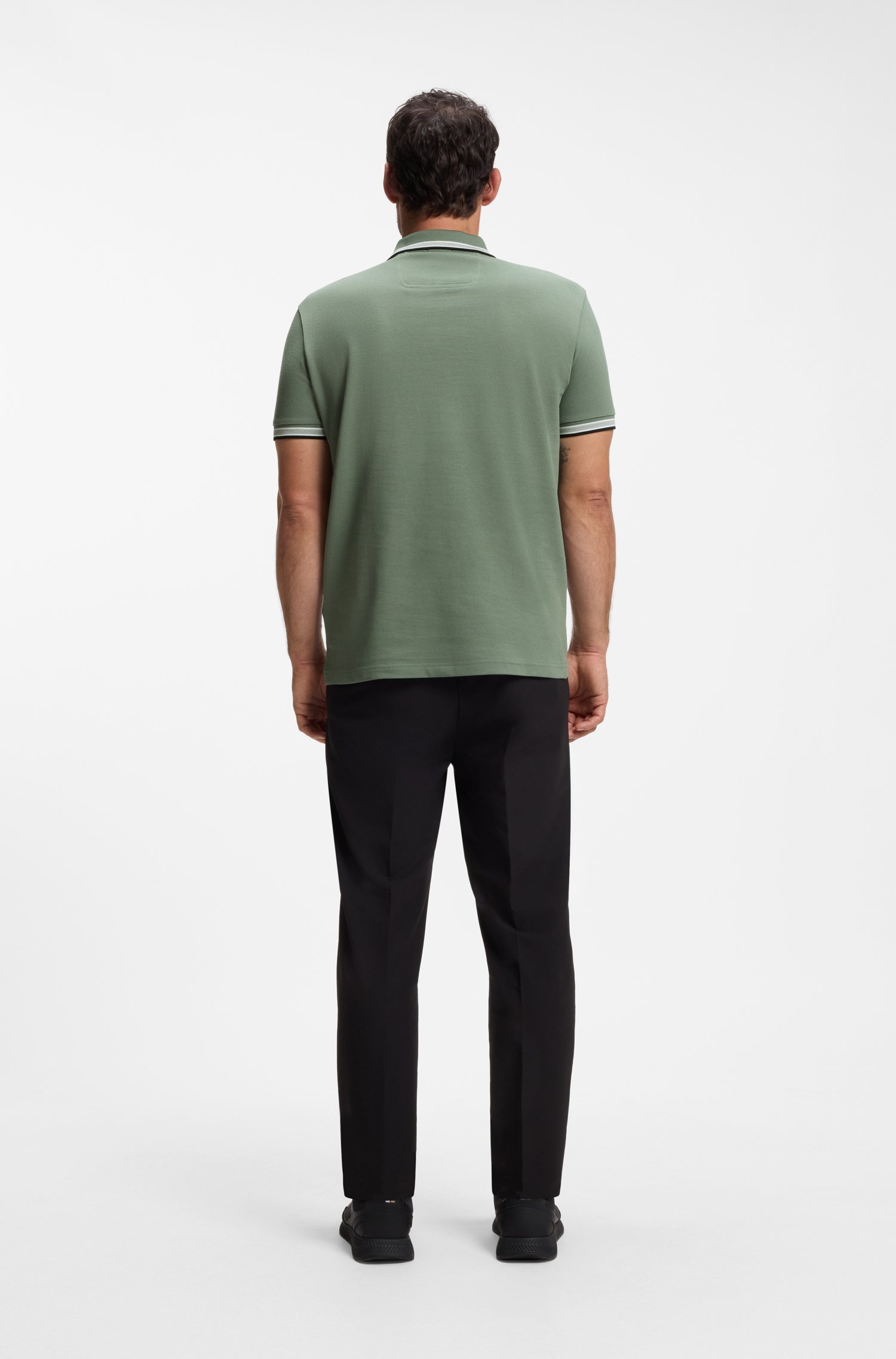 Boss Cotton piqué polo shirt with logo details pikéer herr – bild 3