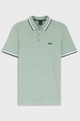 Cotton piqu&eacute; polo shirt with logo details, Light Green