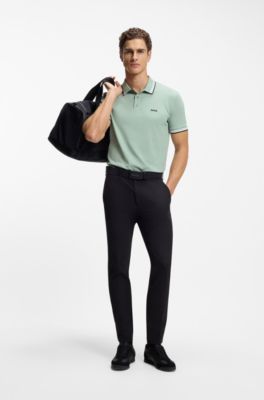 Cotton piqu&eacute; polo shirt with logo details, Light Green