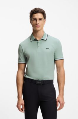 Cotton piqu&eacute; polo shirt with logo details, Light Green
