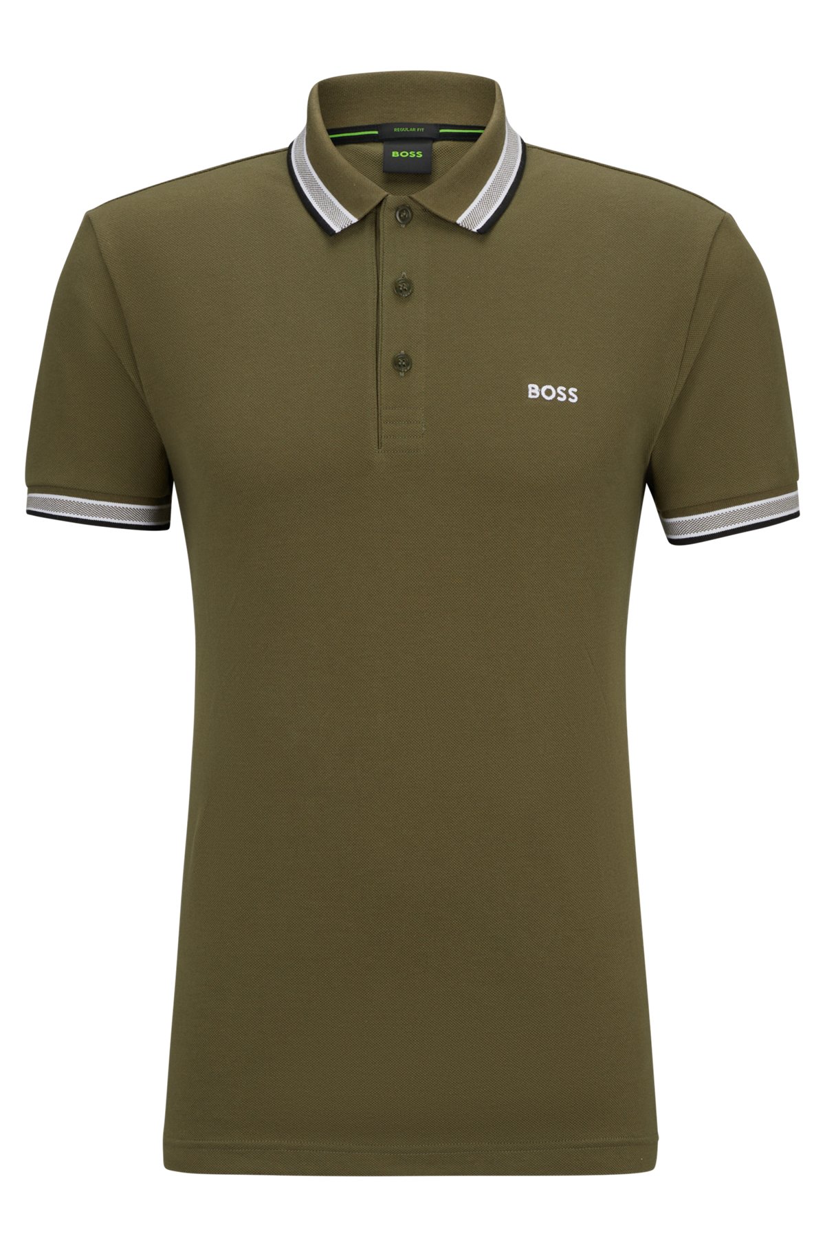 Cotton polo shirt with contrast logo details, Light Green