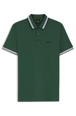 Contrast-tipped polo shirt in cotton piqué