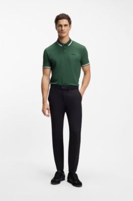 Cotton piqu&eacute; polo shirt with logo details, Dark Green