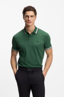 Cotton piqu&eacute; polo shirt with logo details, Dark Green