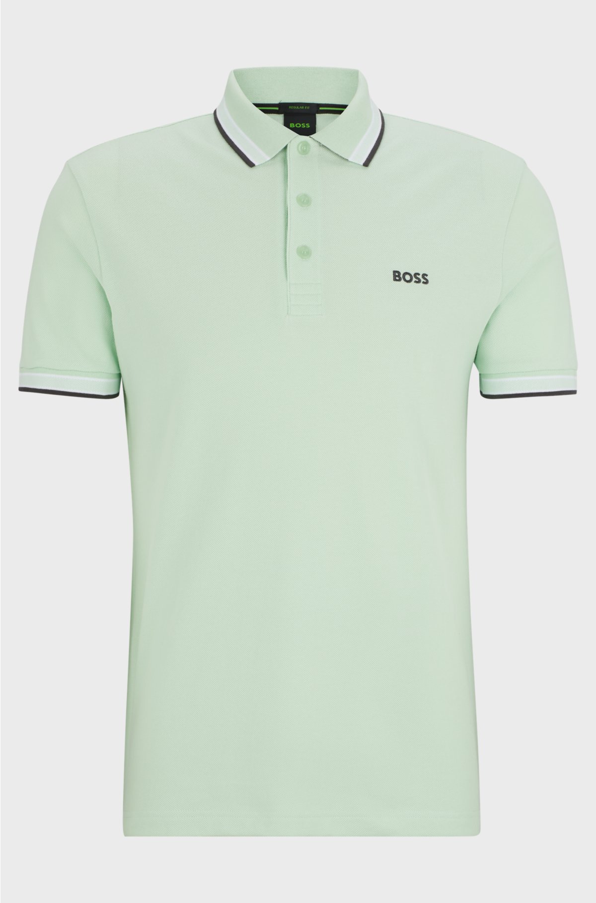 Cotton-piqué Paddy polo shirt with contrast logo, Light Green