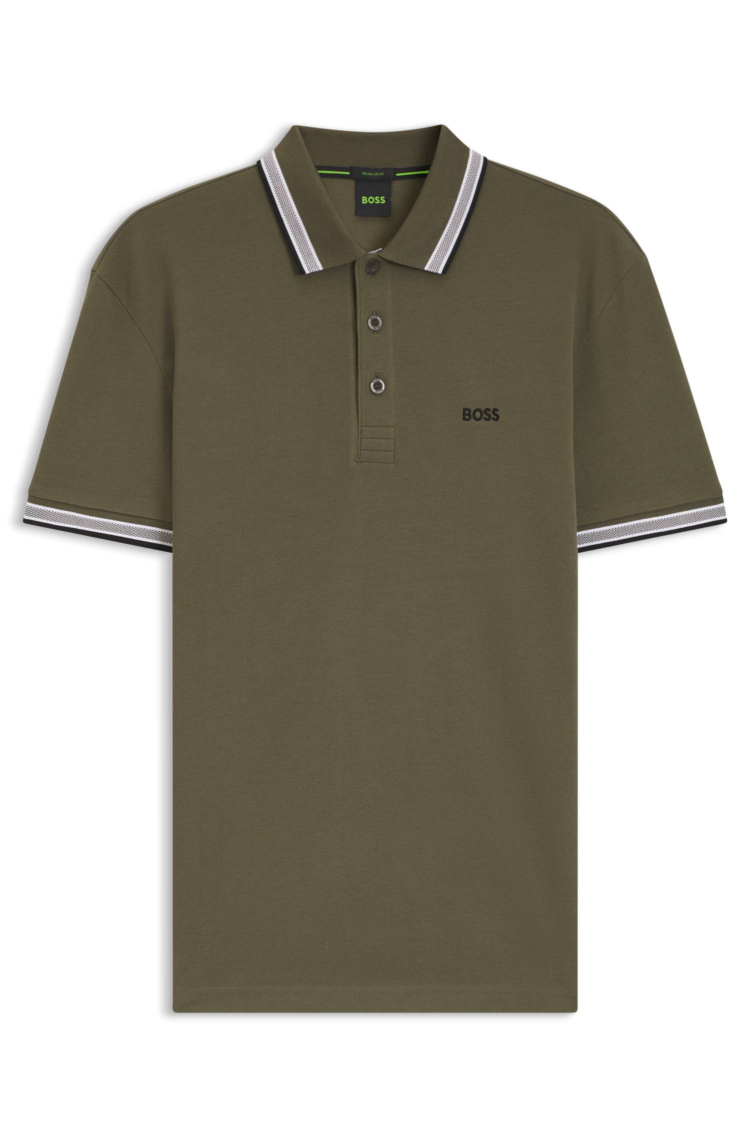 Boss Cotton piqué polo shirt with logo details pikéer herr – bild 4