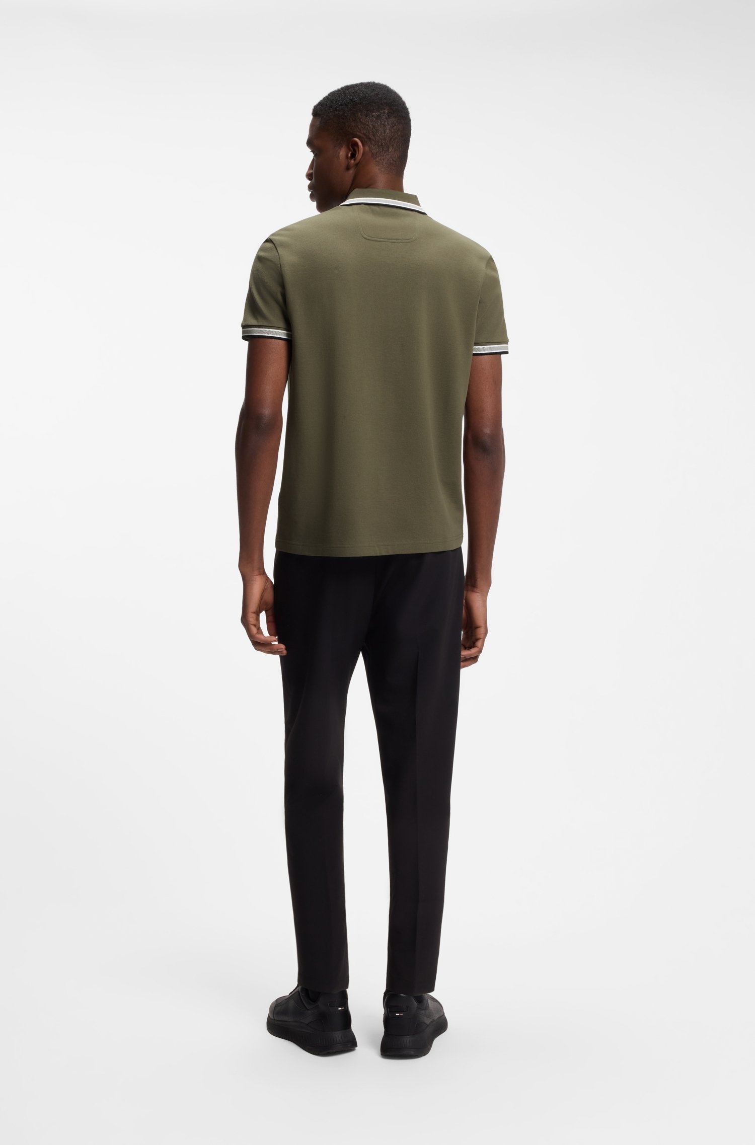 Boss Cotton piqué polo shirt with logo details pikéer herr – bild 3