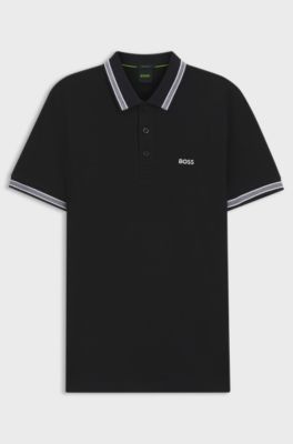 Cotton piqu&eacute; polo shirt with logo details, Dark Blue