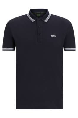 Hugo Boss Organic-cotton Polo Shirt With Contrast Logo Details