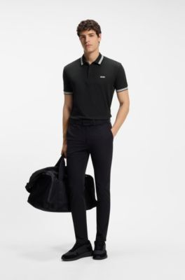 Cotton piqu&eacute; polo shirt with logo details, Dark Blue