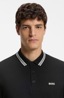 Cotton piqu&eacute; polo shirt with logo details, Dark Blue