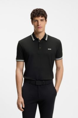 Polo in piqu&eacute; di cotone con dettagli logo, Blu scuro