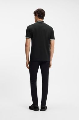 Cotton piqu&eacute; polo shirt with logo details, Dark Blue