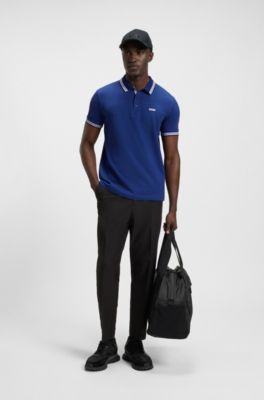 Paddy-polo van katoenpiqu&eacute;, Blauw