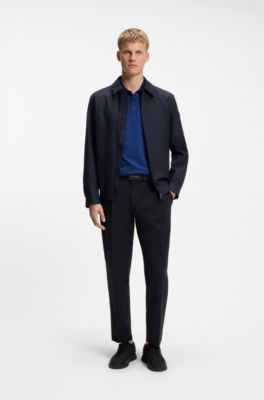 Cotton piqu&eacute; polo shirt with logo details, Blue
