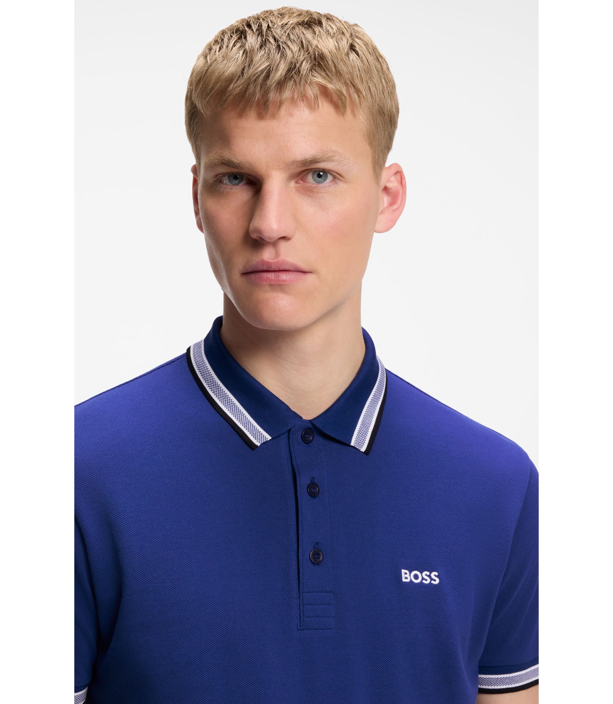 BOSS - Paddy polo shirt in cotton piqué - Blue