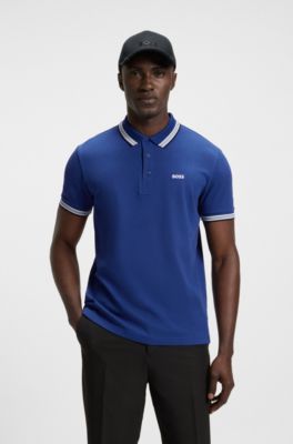 Paddy-poloshirt i bomuldspiqu&eacute;, Bl&aring;