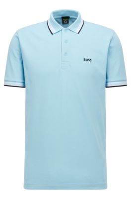 BOSS - Cotton polo shirt with contrast logo details