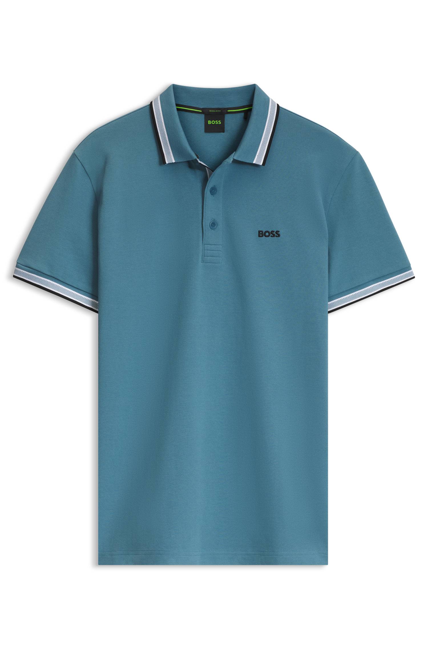 Boss Cotton piqué polo shirt with logo details pikéer herr – bild 4