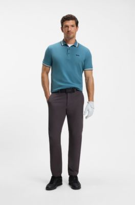 Cotton piqu&eacute; polo shirt with logo details, Blue