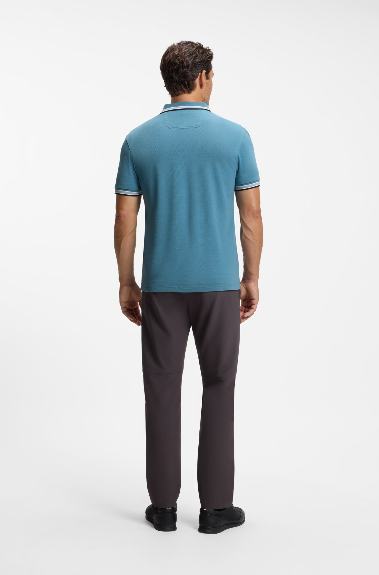 Boss Cotton piqué polo shirt with logo details pikéer herr – bild 3