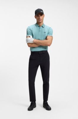 Cotton piqu&eacute; polo shirt with logo details, Light Blue