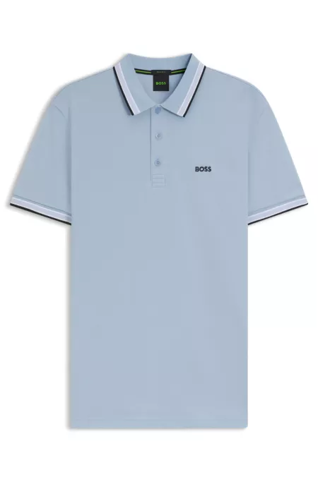 Contrast-tipped polo shirt in cotton piqué