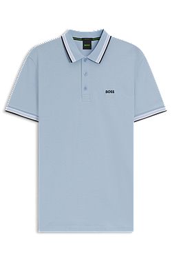 Contrast-tipped polo shirt in cotton piqué