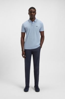 Polo Paddy in piqu&eacute; di cotone, Celeste