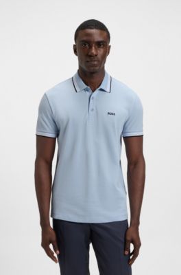 Polo Paddy in piqu&eacute; di cotone, Celeste