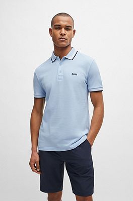 BOSS Cotton polo shirt with contrast logo details