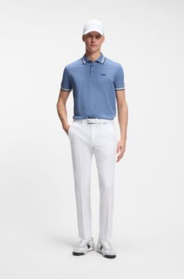 Cotton piqu&eacute; polo shirt with logo details, Blue