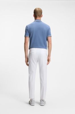 Cotton piqu&eacute; polo shirt with logo details, Blue
