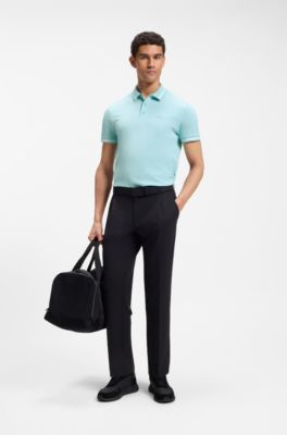 Cotton piqu&eacute; polo shirt with logo details, Light Blue
