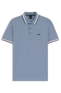 Paddy polo shirt in cotton piqué with logo undercollar, Light Blue